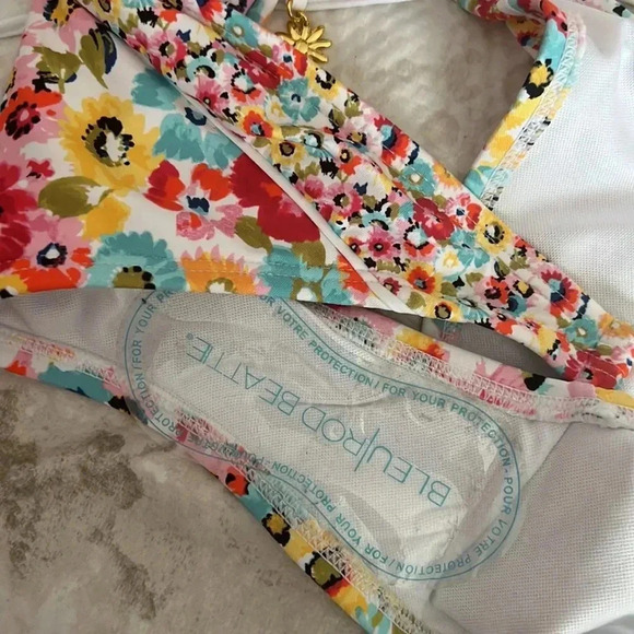 Bleu Rod Beattie Flower Hour Triangle Halter Bikini Top and Bikini Bottom Sz 10 - Picture 8 of 9